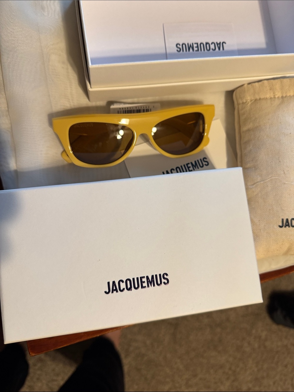Jacquemus Cream Yellow Rectangular Sunglasses - Picture 7 of 12
